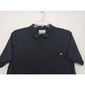 (M5) Billabong Men's Standard Issue Polo Shirt Size L Black Pin Stripe Summer